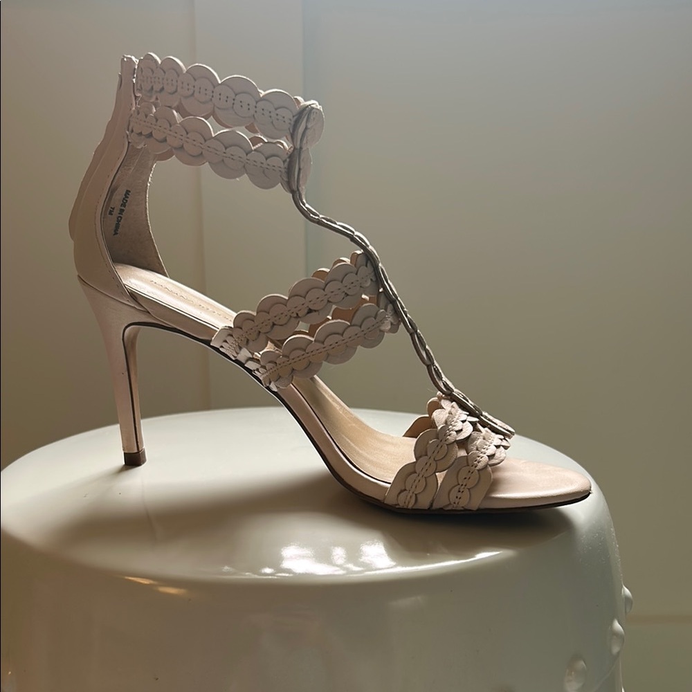 Scalloped Pale Pink High Heel Sandals